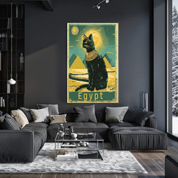 Egyptian Cat and Pyramids, Fantasy or Mythology Poster PosterGoat