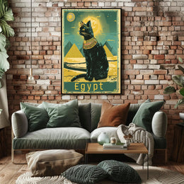 Egyptian Cat and Pyramids, Fantasy or Mythology Poster PosterGoat