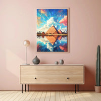Egyptian Pyramids Desert Oasis Artistic Travel Poster PosterGoat