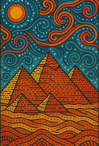 Egyptian Pyramids Meets Starry Night Art Nouveau Poster PosterGoat