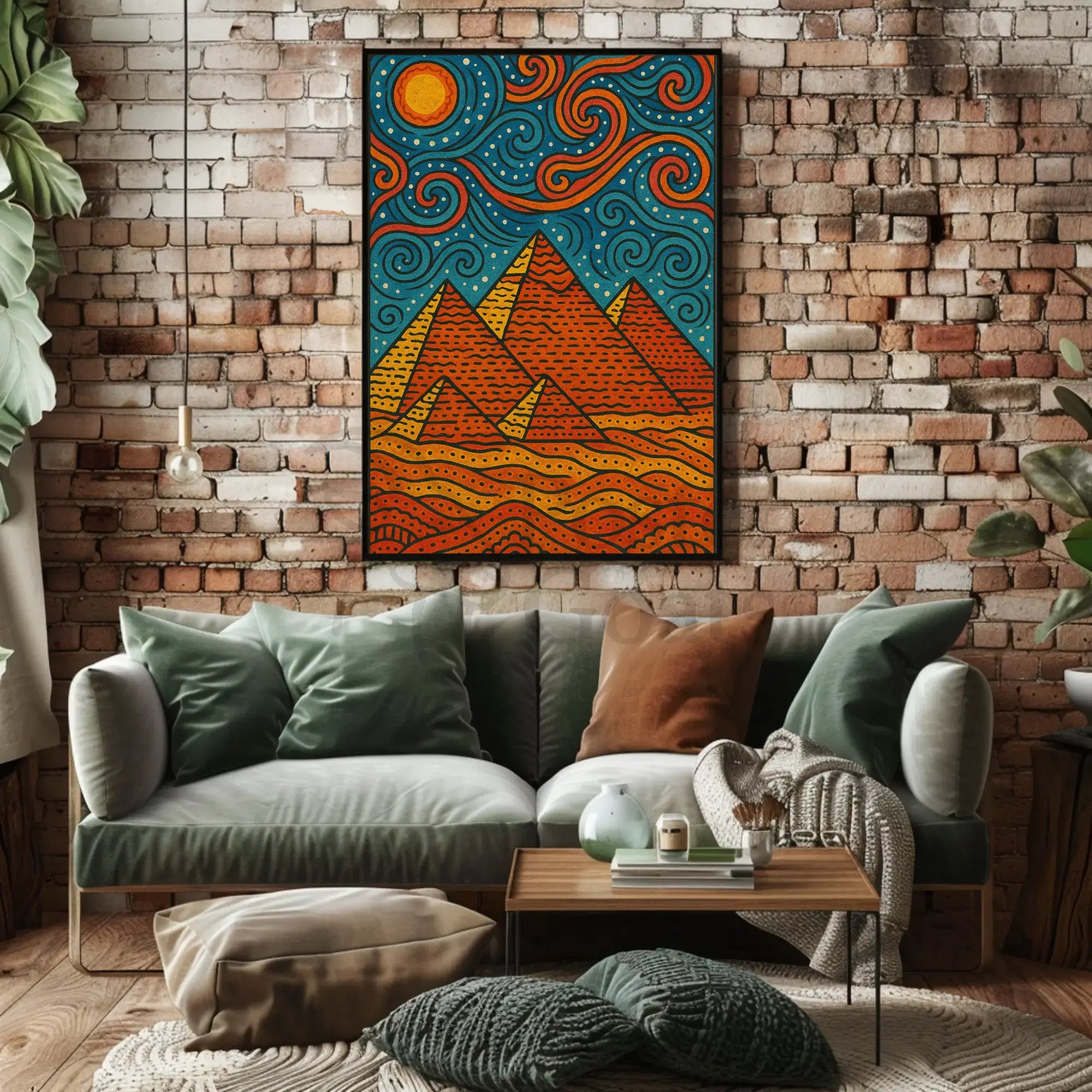 Egyptian Pyramids Meets Starry Night Art Nouveau Poster PosterGoat