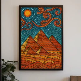 Egyptian Pyramids Meets Starry Night Art Nouveau Poster PosterGoat