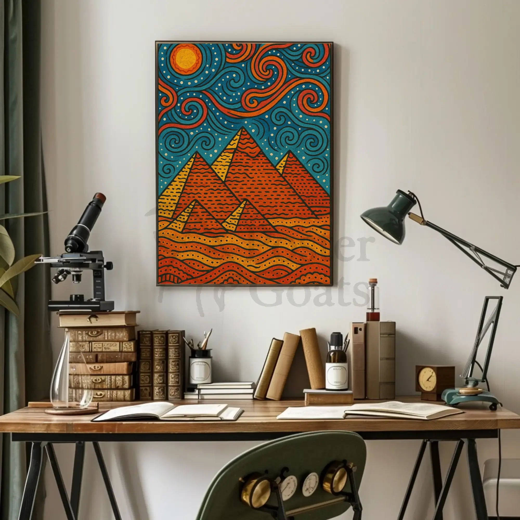 Egyptian Pyramids Meets Starry Night Art Nouveau Poster PosterGoat