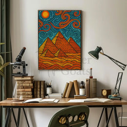 Egyptian Pyramids Meets Starry Night Art Nouveau Poster PosterGoat
