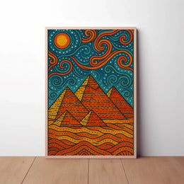 Egyptian Pyramids Meets Starry Night Art Nouveau Poster PosterGoat