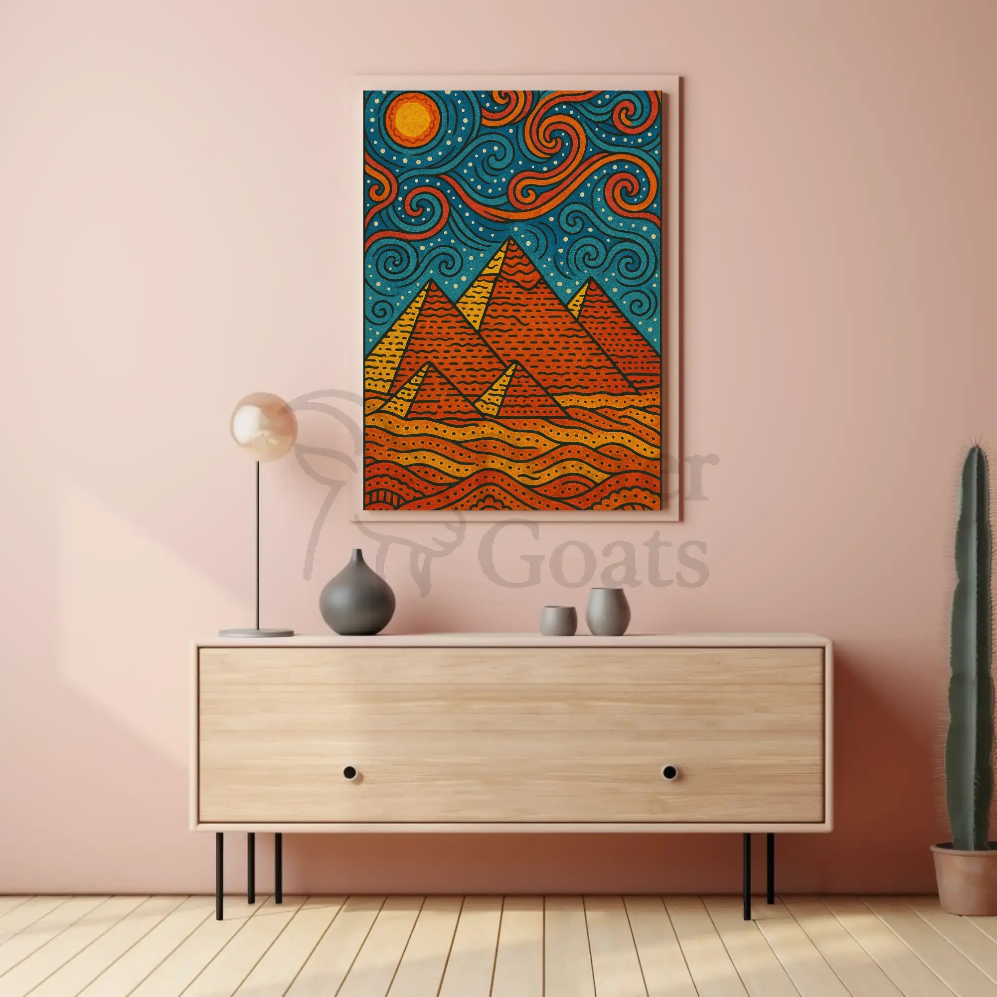 Egyptian Pyramids Meets Starry Night Art Nouveau Poster PosterGoat