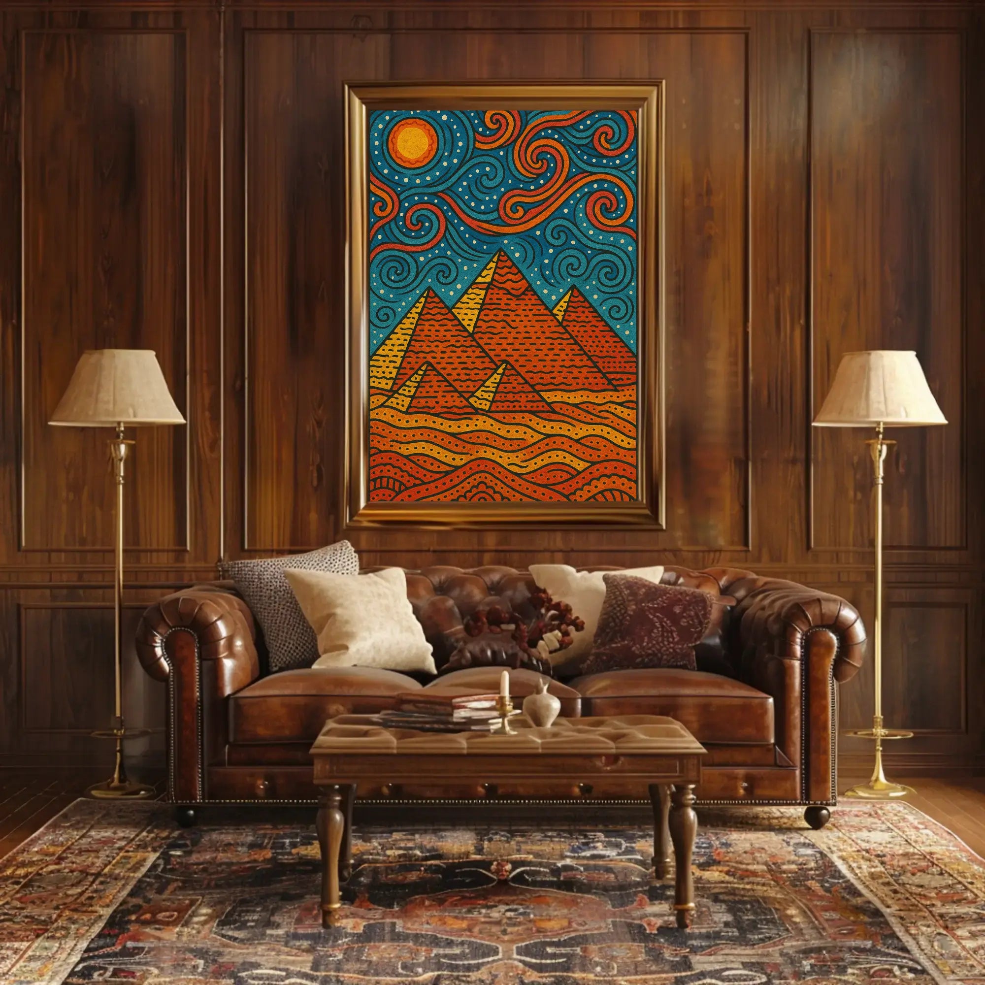 Egyptian Pyramids Meets Starry Night Art Nouveau Poster PosterGoat