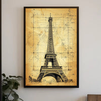 Eiffel Tower Architectural Blueprint Poster: Educational or Infographic Poster PosterGoat