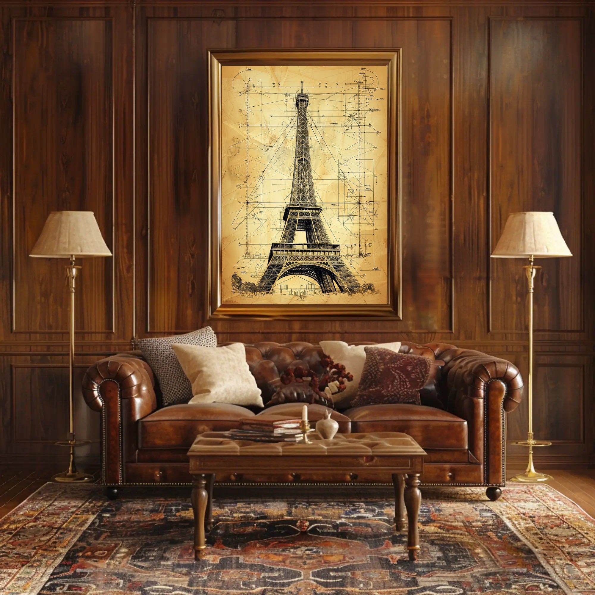 Eiffel Tower Architectural Blueprint Poster: Educational or Infographic Poster PosterGoat