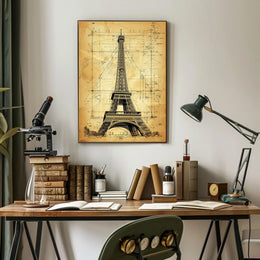 Eiffel Tower Architectural Blueprint Poster: Educational or Infographic Poster PosterGoat