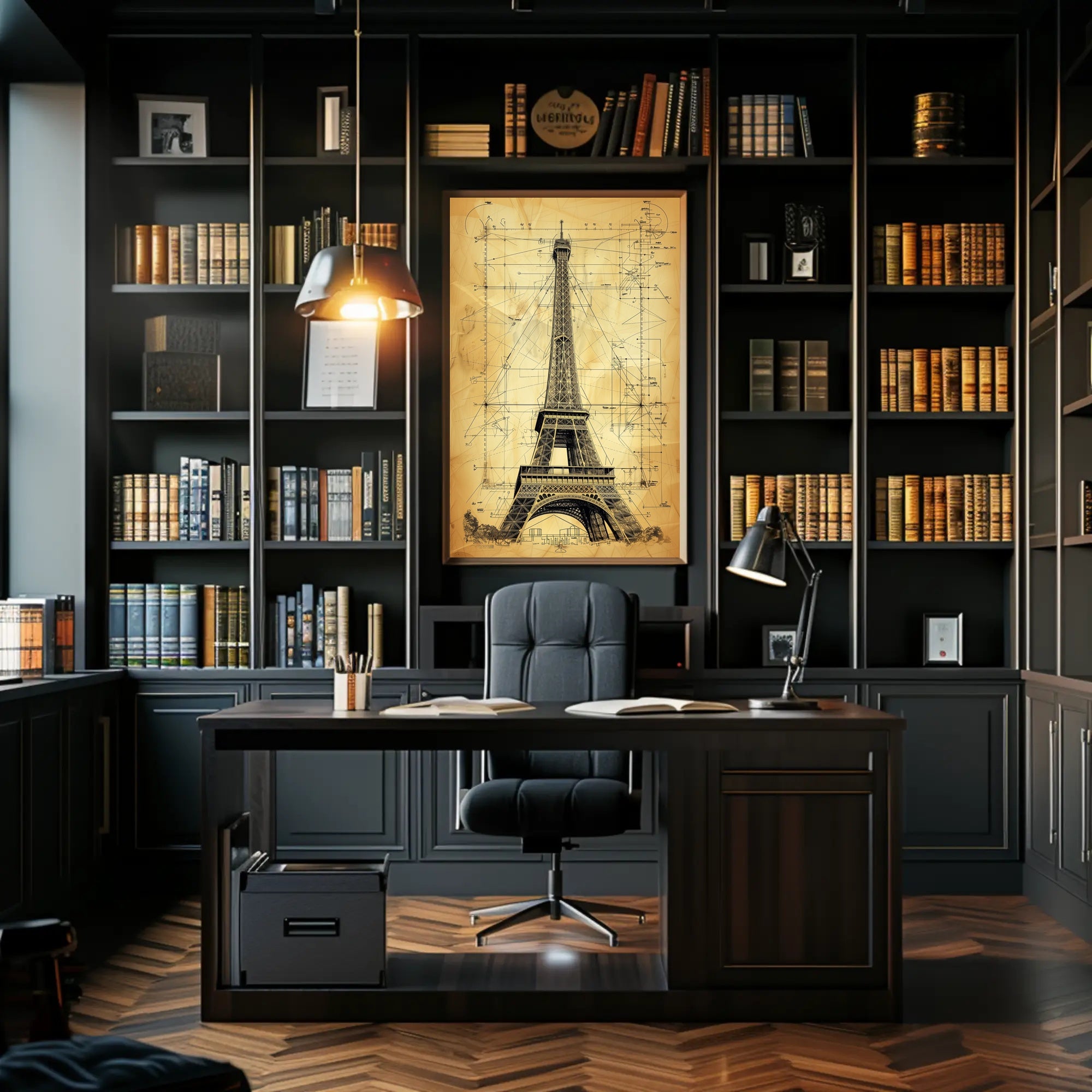 Eiffel Tower Architectural Blueprint Poster: Educational or Infographic Poster PosterGoat