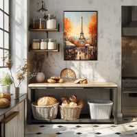 Eiffel Tower Autumn Scene in Paris Artistic Travel Poster PosterGoat