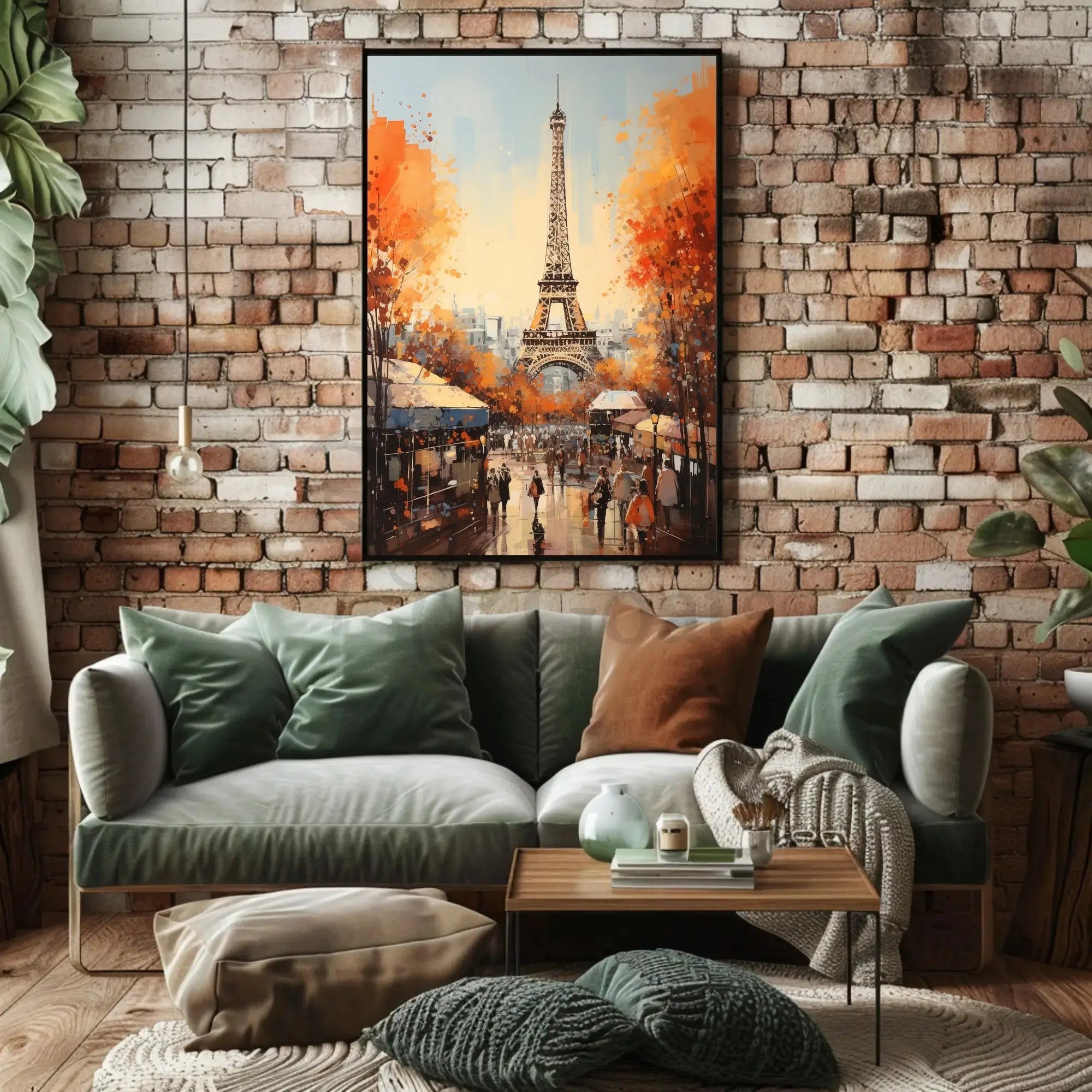 Eiffel Tower Autumn Scene in Paris Artistic Travel Poster PosterGoat
