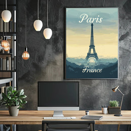 Eiffel Tower Illustration Art Print Urban or Cityscape Poster PosterGoat