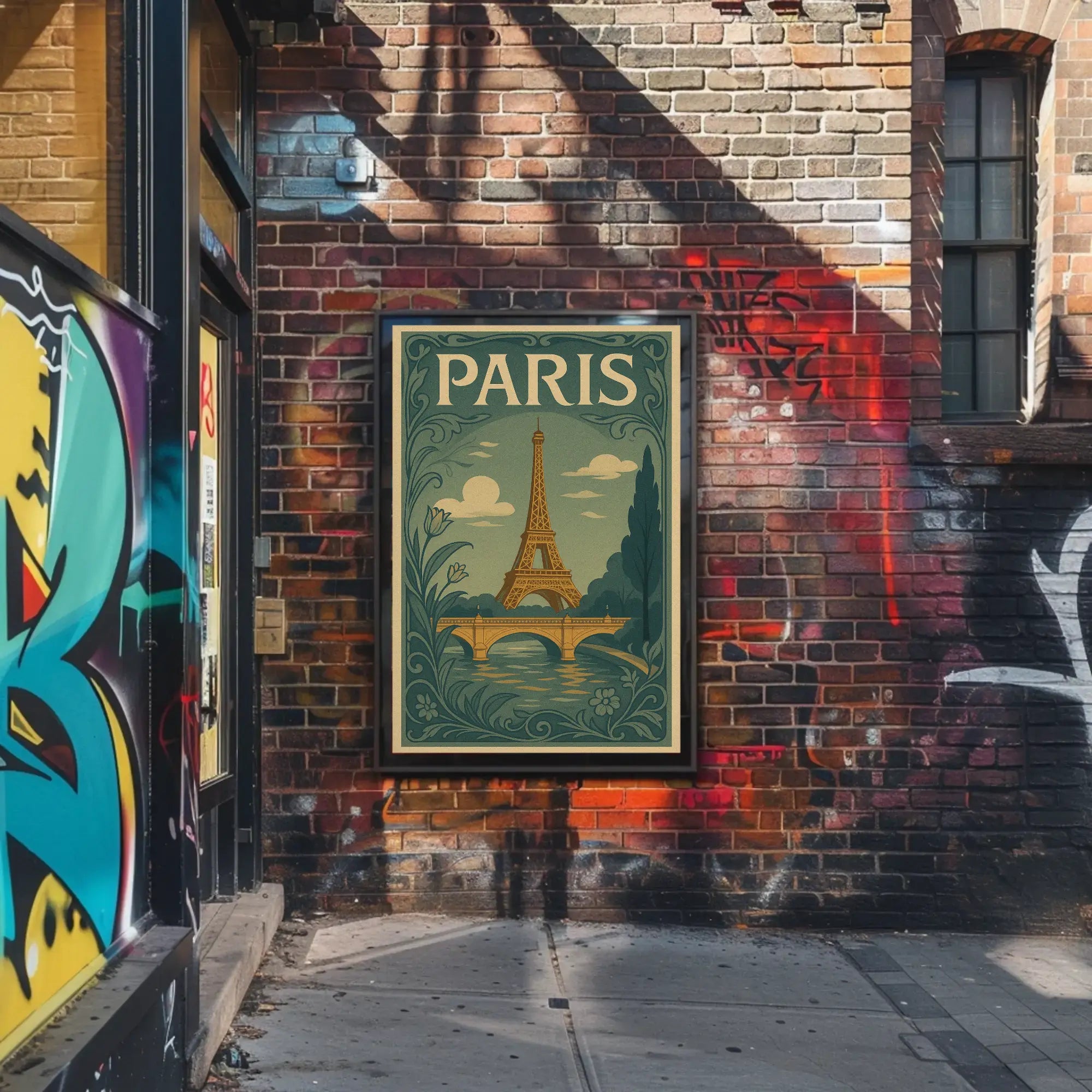 Eiffel Tower Paris Vintage Travel Art Nouveau Poster PosterGoat