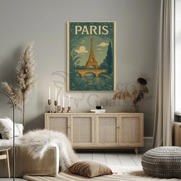 Eiffel Tower Paris Vintage Travel Art Nouveau Poster PosterGoat