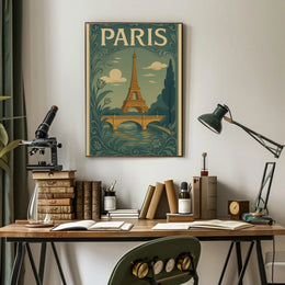 Eiffel Tower Paris Vintage Travel Art Nouveau Poster PosterGoat