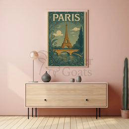 Eiffel Tower Paris Vintage Travel Art Nouveau Poster PosterGoat