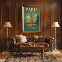 Eiffel Tower Paris Vintage Travel Art Nouveau Poster PosterGoat