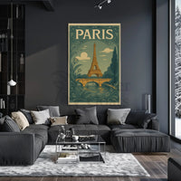 Eiffel Tower Paris Vintage Travel Art Nouveau Poster PosterGoat