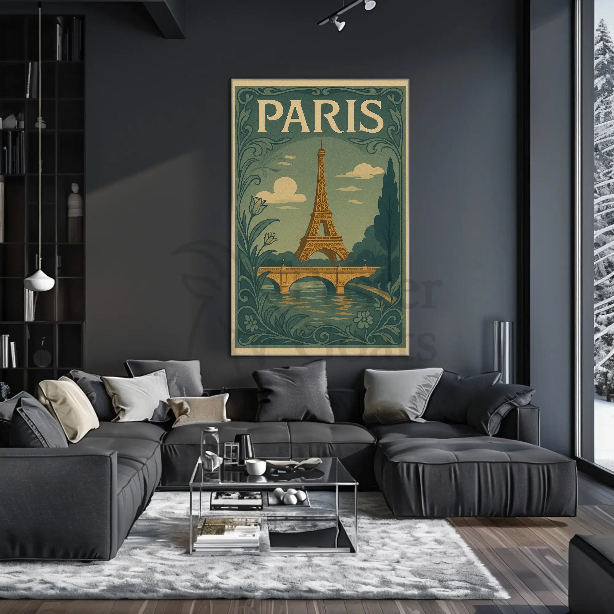 Eiffel Tower Paris Vintage Travel Art Nouveau Poster PosterGoat
