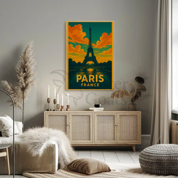 Eiffel Tower Paris Vintage Travel Poster PosterGoat
