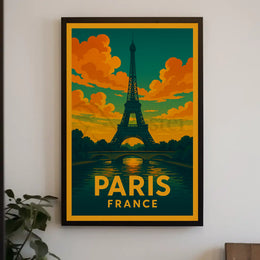 Eiffel Tower Paris Vintage Travel Poster PosterGoat