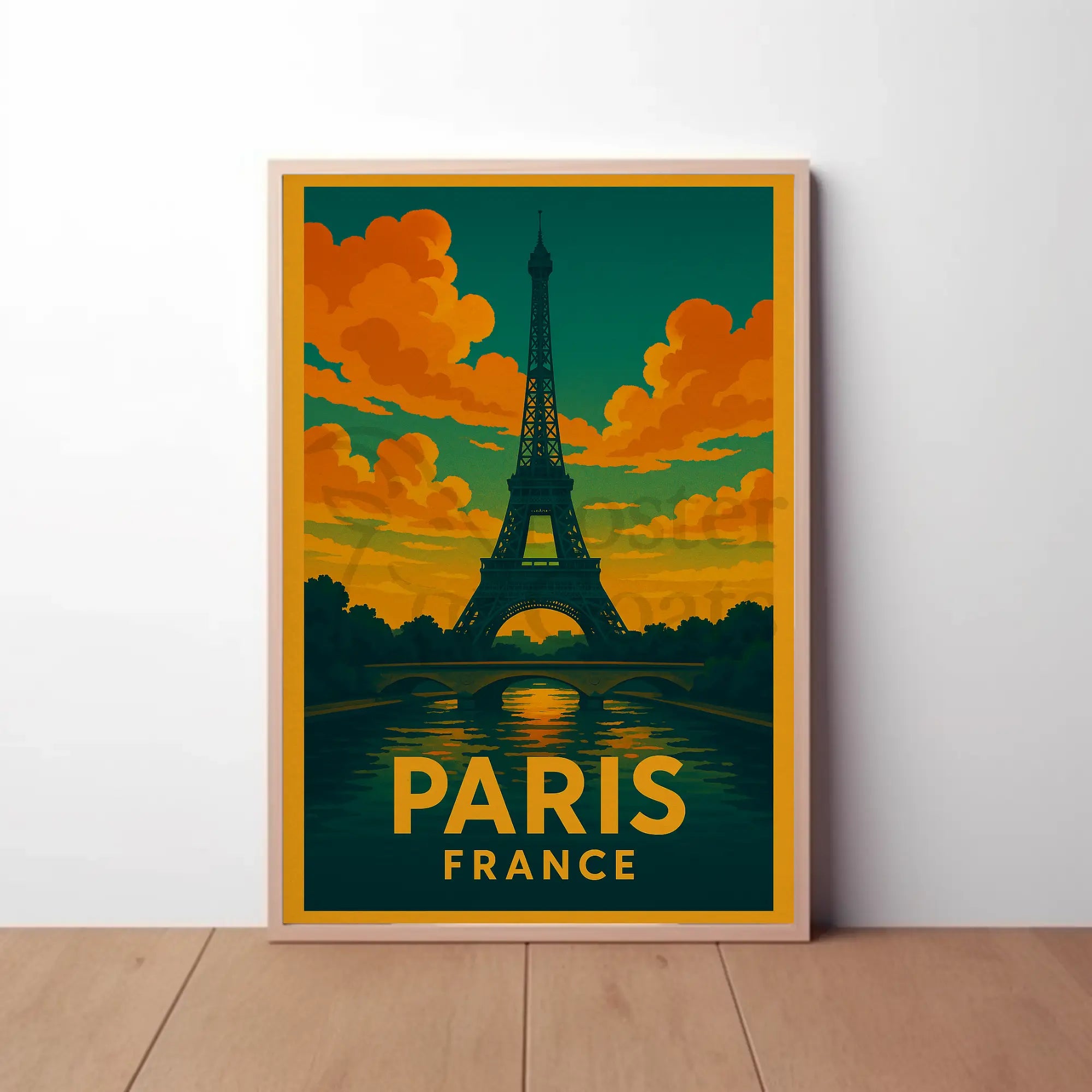 Eiffel Tower Paris Vintage Travel Poster PosterGoat