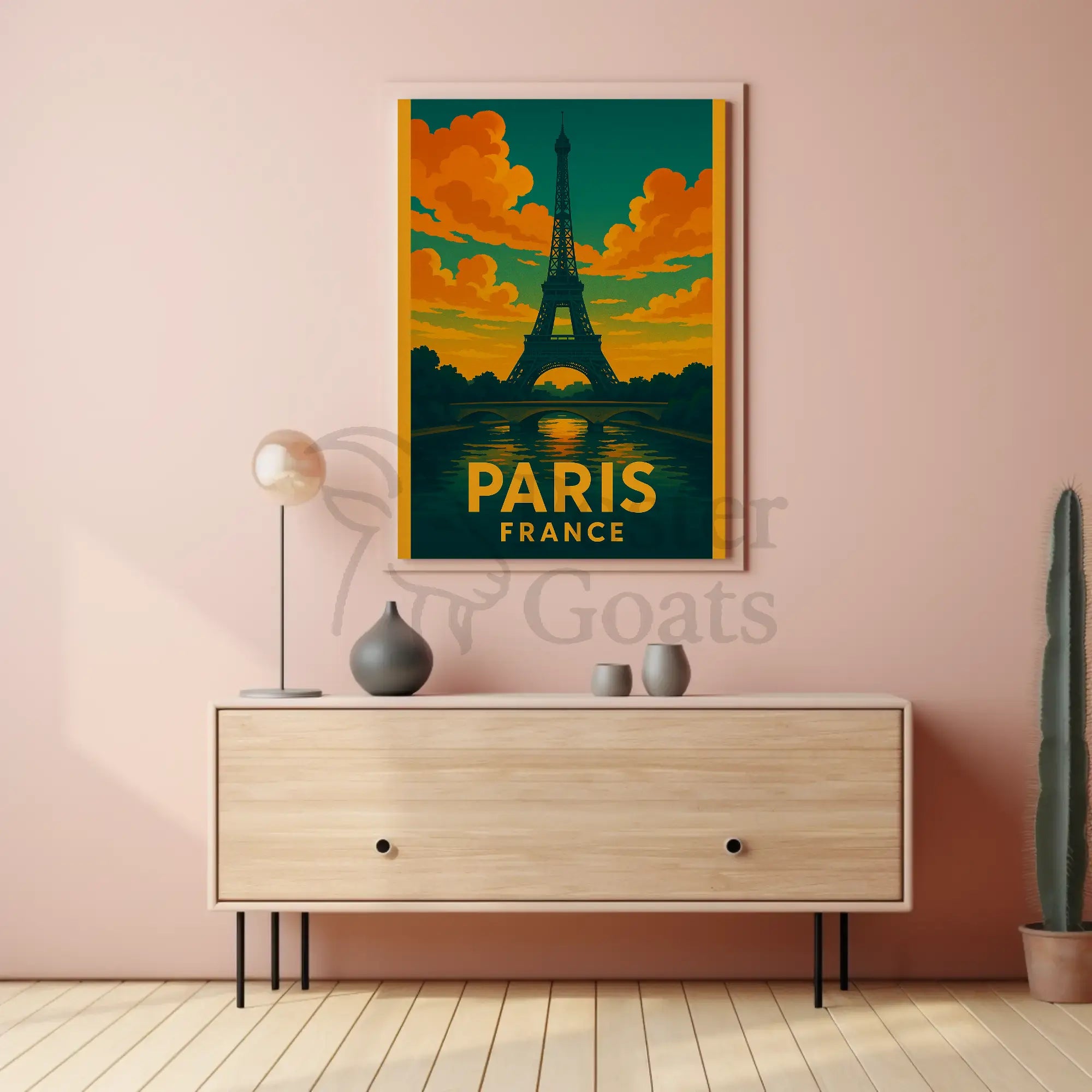 Eiffel Tower Paris Vintage Travel Poster PosterGoat