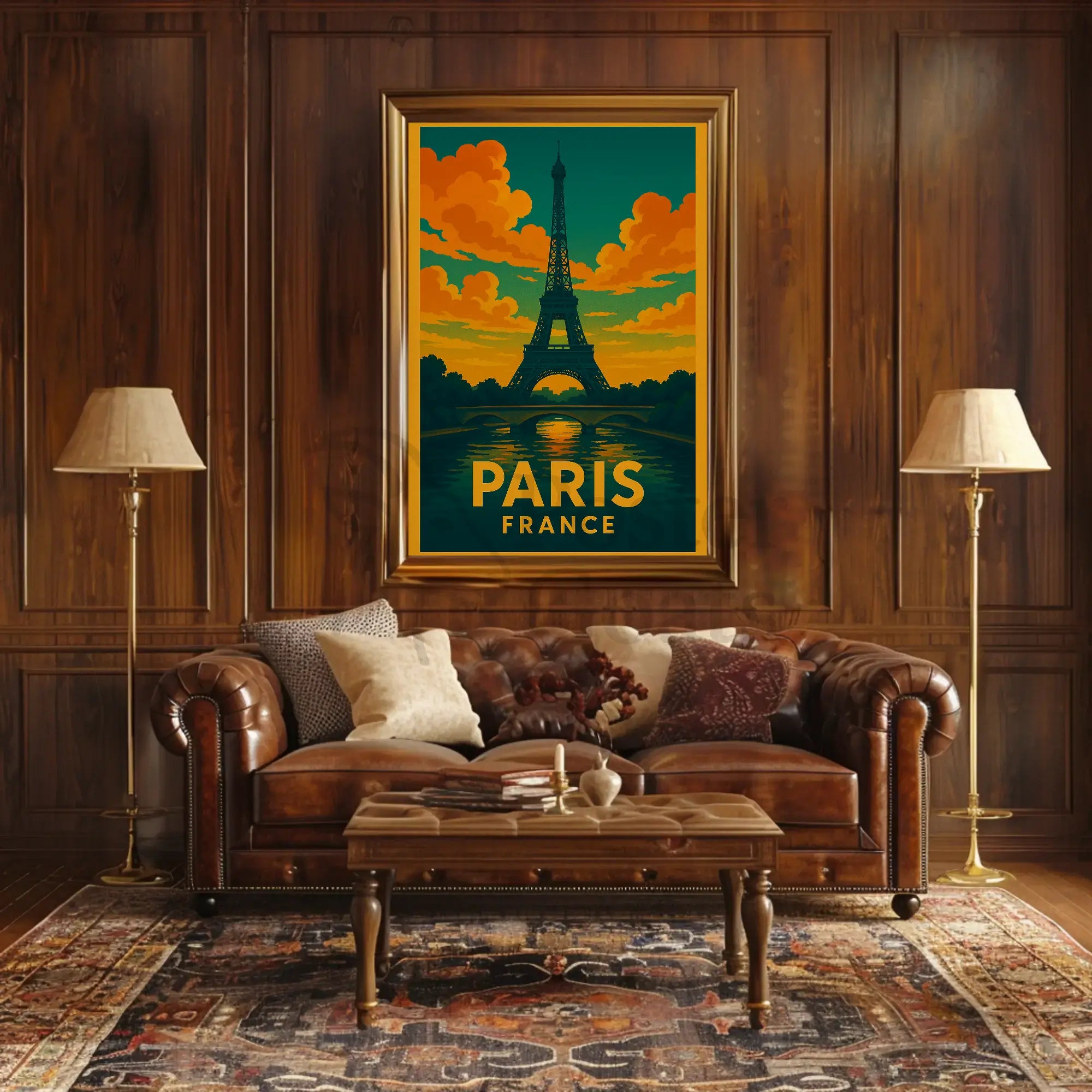 Eiffel Tower Paris Vintage Travel Poster PosterGoat