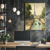 Eiffel Tower Scenic Vintage Paris Travel Poster PosterGoat