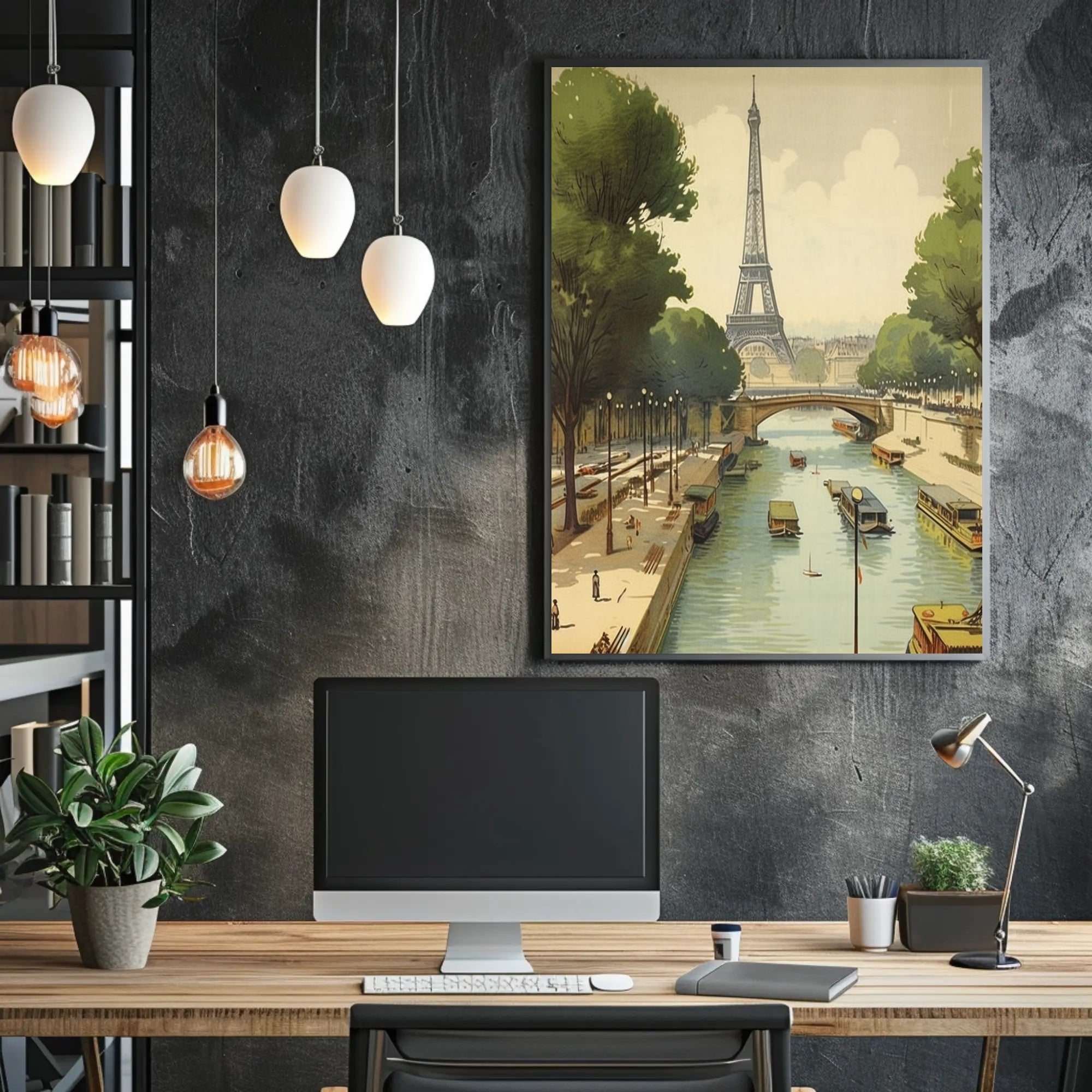 Eiffel Tower Scenic Vintage Paris Travel Poster PosterGoat
