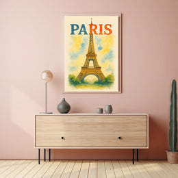 Eiffel Tower Vibrant Romantic Travel Poster PosterGoat