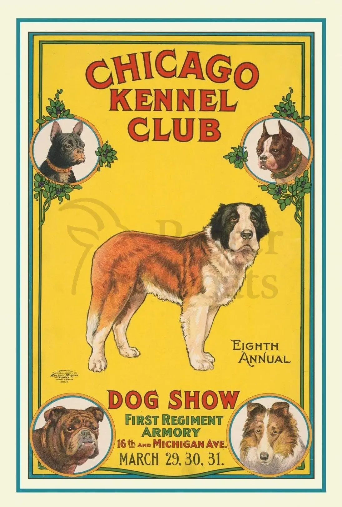 Eighth Annual Chicago Dog Show Vintage Animal Poster PosterGoat