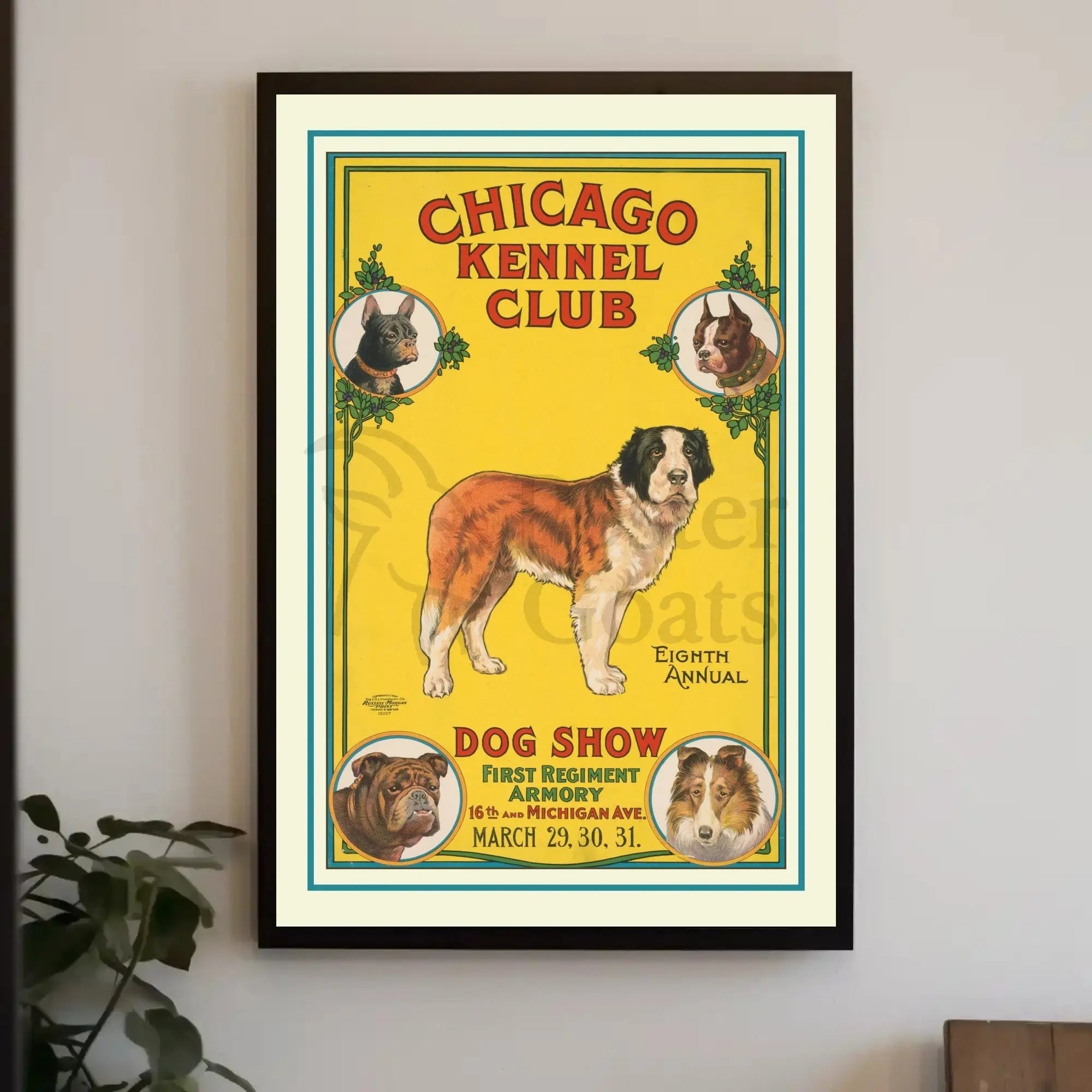 Eighth Annual Chicago Dog Show Vintage Animal Poster PosterGoat