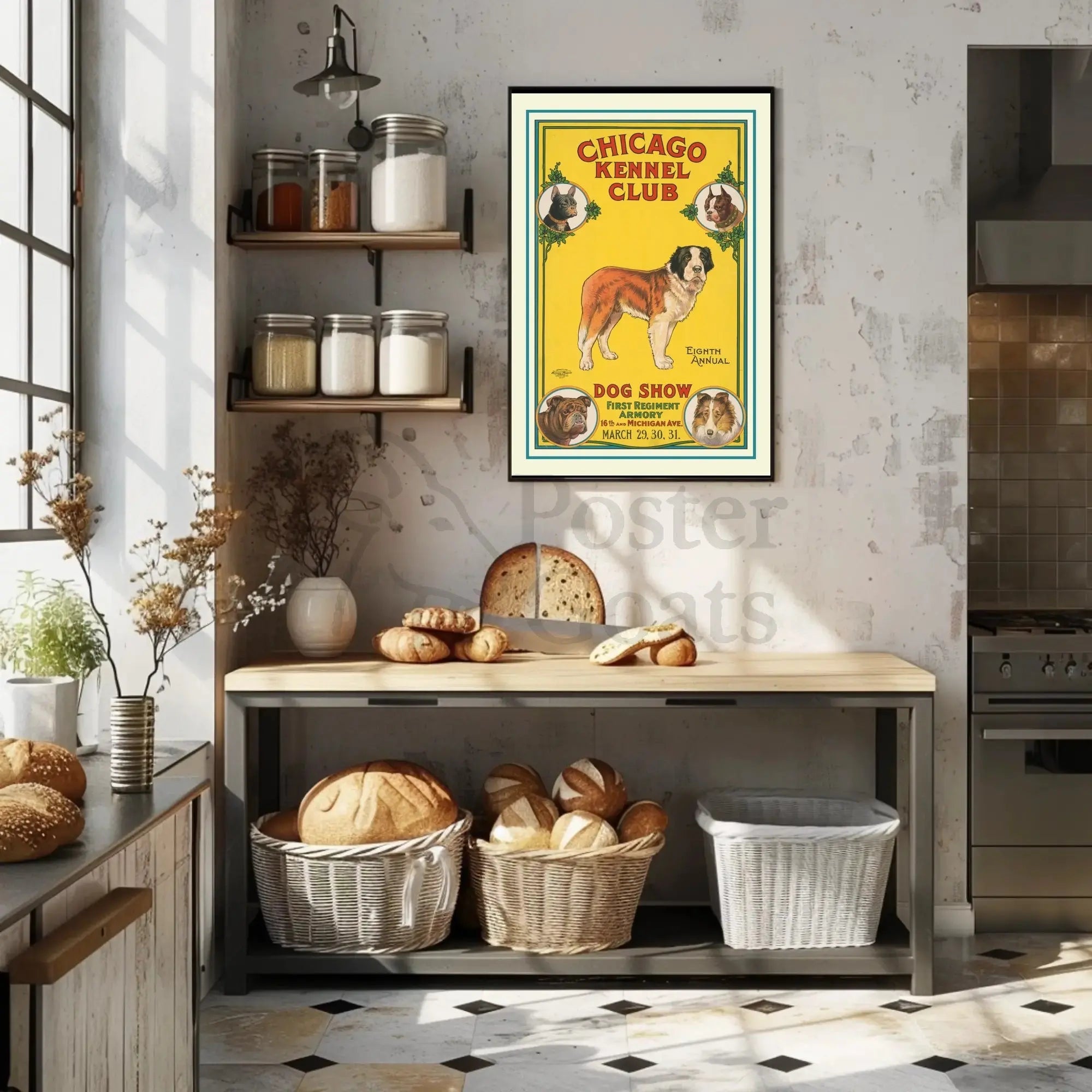 Eighth Annual Chicago Dog Show Vintage Animal Poster PosterGoat