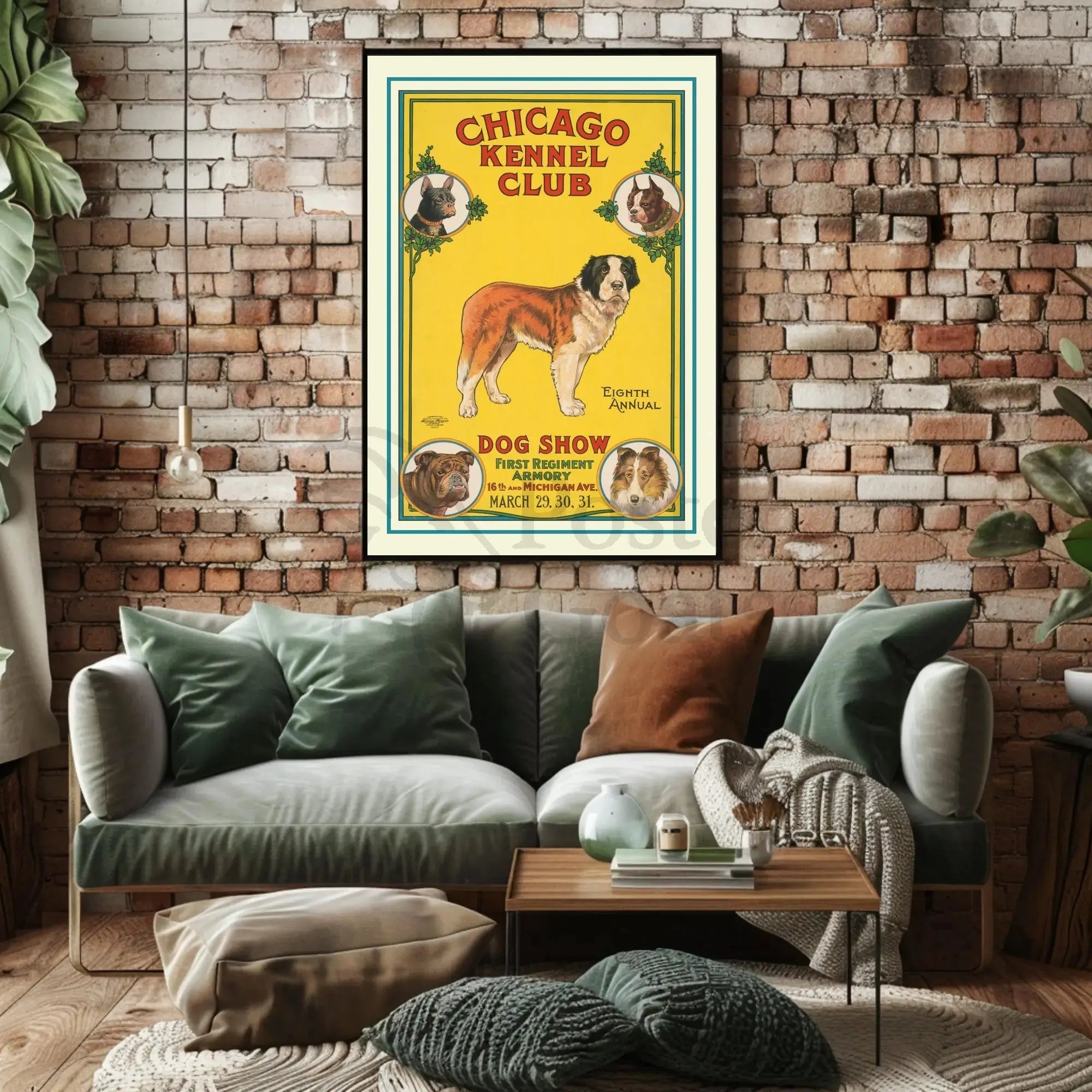 Eighth Annual Chicago Dog Show Vintage Animal Poster PosterGoat