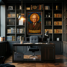 Eisenhower Legacy in Stained Glass Presidential Poster PosterGoat