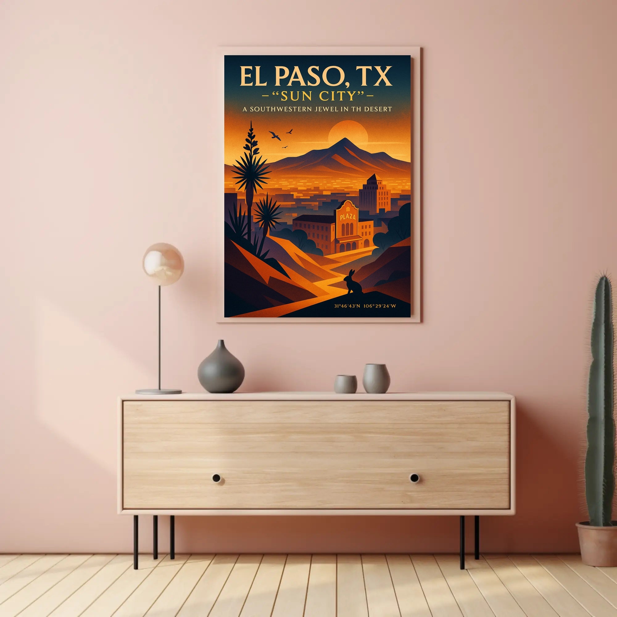 El Paso TX Sun City Vintage Poster PosterGoat