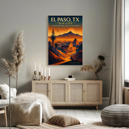 El Paso TX Sun City Vintage Poster PosterGoat