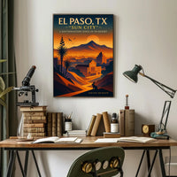 El Paso TX Sun City Vintage Poster PosterGoat