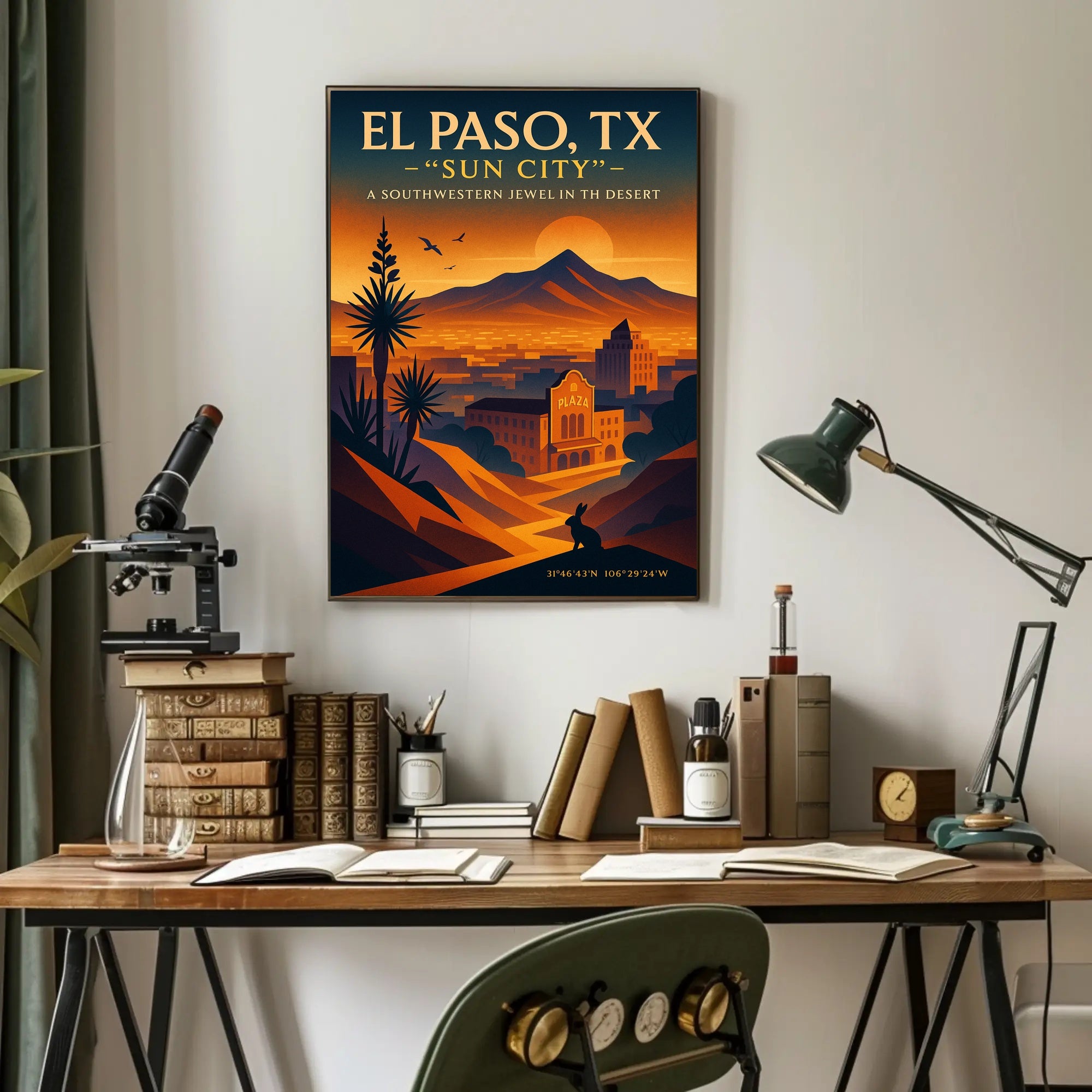 El Paso TX Sun City Vintage Poster PosterGoat