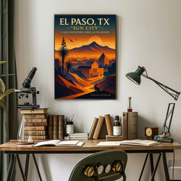 El Paso TX Sun City Vintage Poster PosterGoat