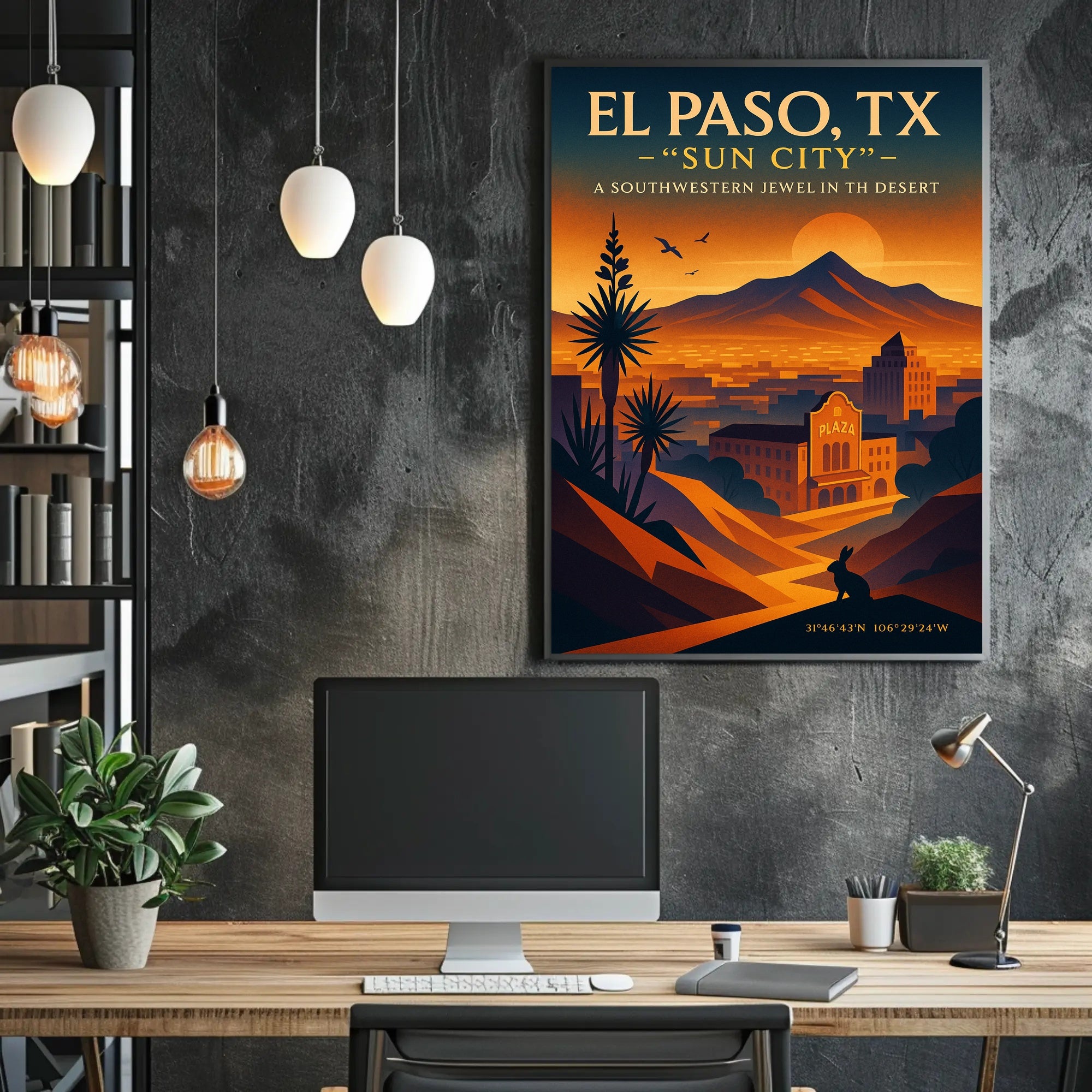 El Paso TX Sun City Vintage Poster PosterGoat