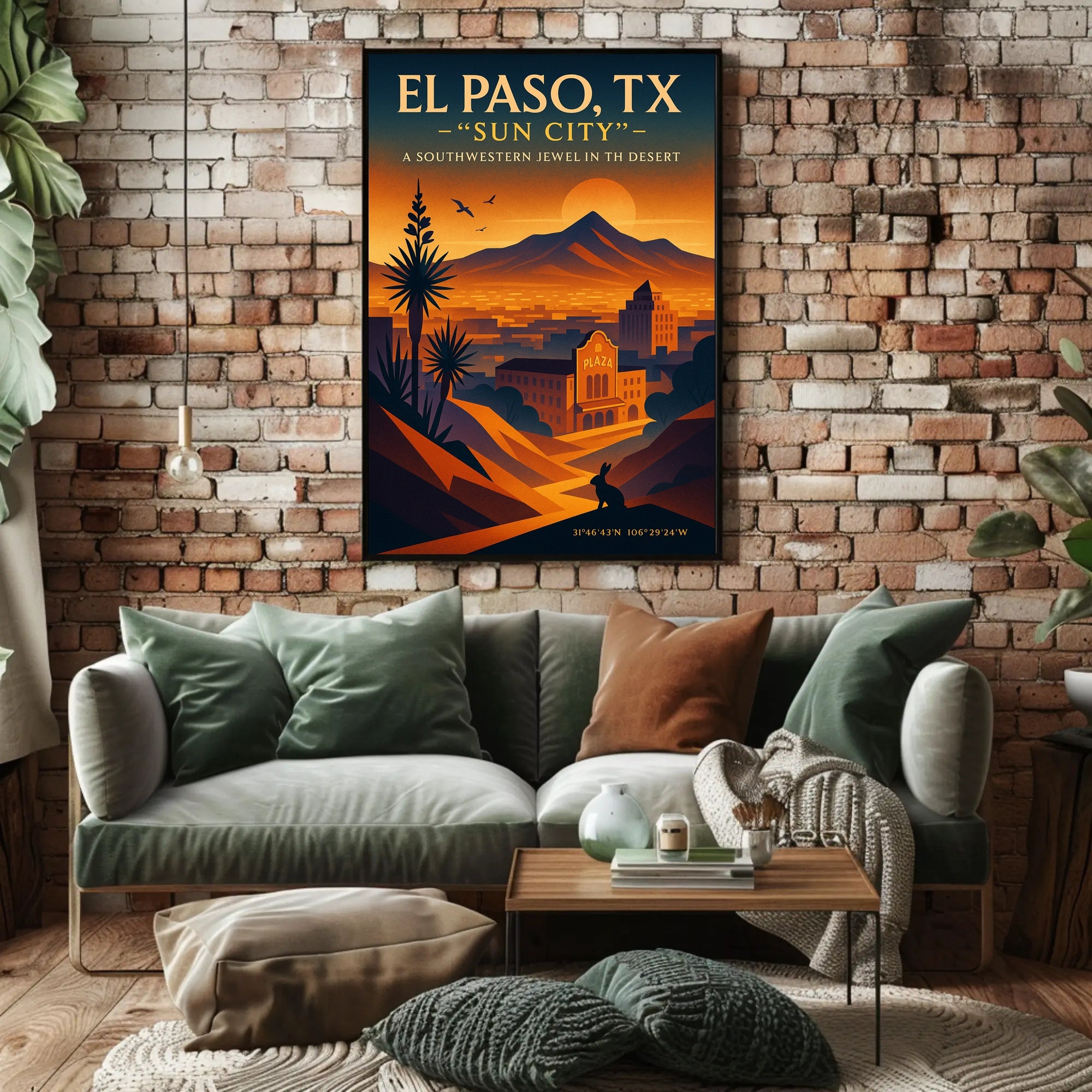 El Paso TX Sun City Vintage Poster PosterGoat