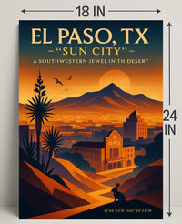 El Paso TX Sun City Vintage Poster PosterGoat