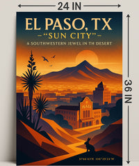 El Paso TX Sun City Vintage Poster PosterGoat