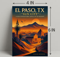 El Paso TX Sun City Vintage Poster PosterGoat