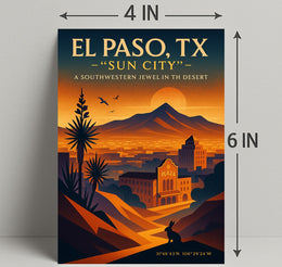El Paso TX Sun City Vintage Poster PosterGoat