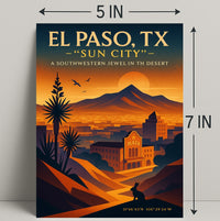 El Paso TX Sun City Vintage Poster PosterGoat